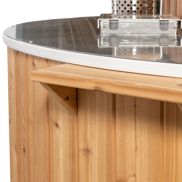 The Evolution Cedar Tub 5' -Knotty Red Cedar plus wood-burning heater