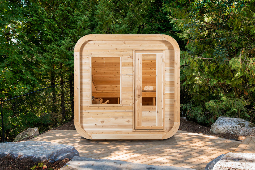 Dundalk Canadian Timber Luna White Cedar Outdoor Sauna | 2-4 People | Wood or Electric Heater