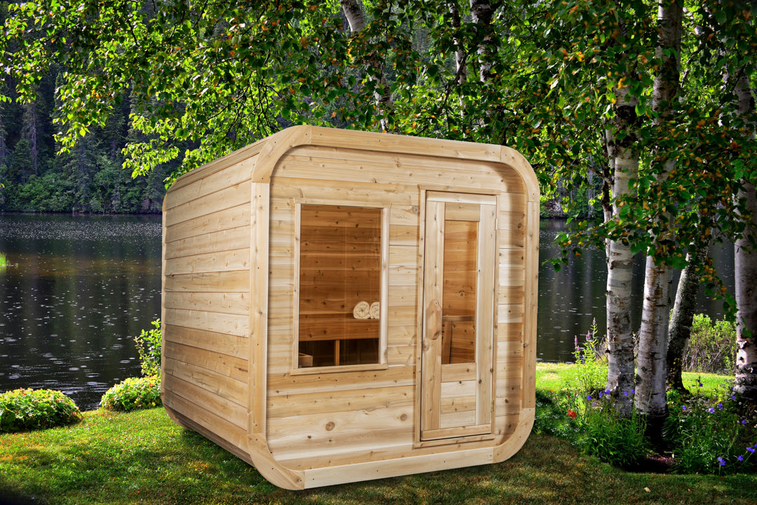 Dundalk Canadian Timber Luna White Cedar Outdoor Sauna | 2-4 People | Wood or Electric Heater