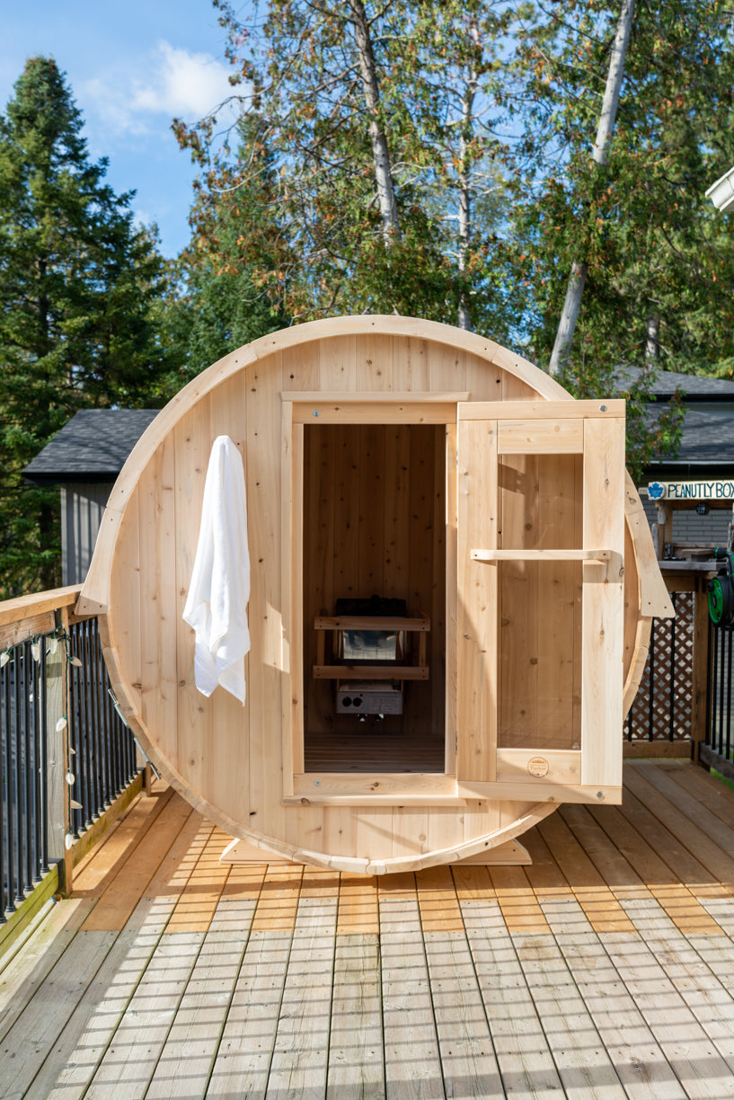 Dundalk 4 Person White Cedar Outdoor Sauna Harmony | 2-4 People | Wood or Electric Heater