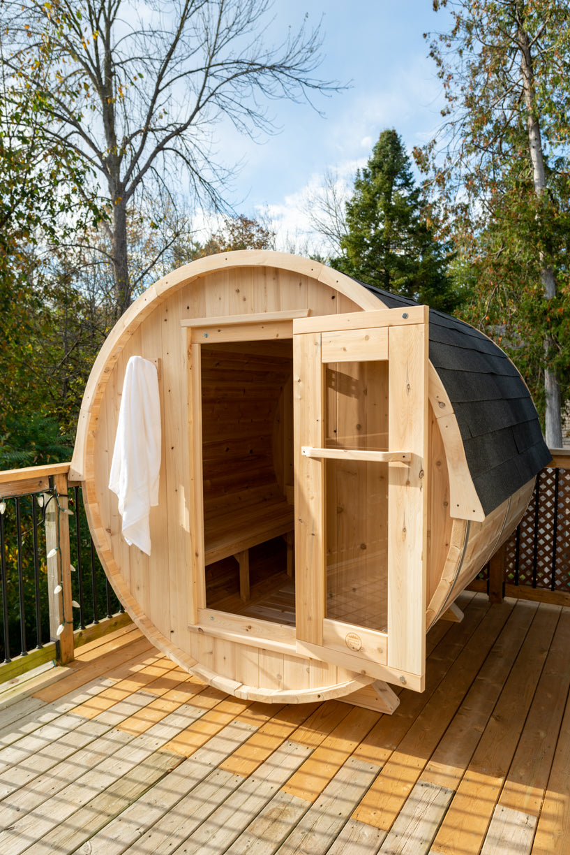 Dundalk 4 Person White Cedar Outdoor Sauna Harmony | 2-4 People | Wood or Electric Heater