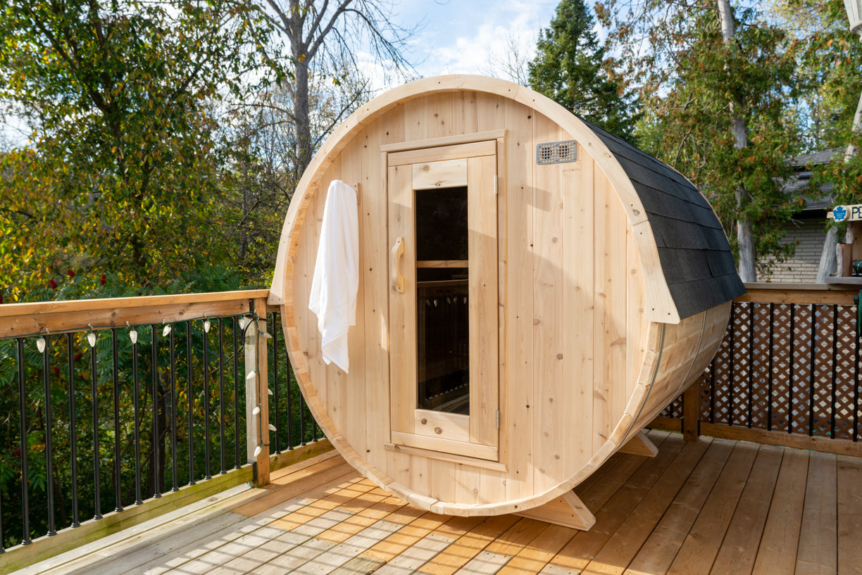 Dundalk 4 Person White Cedar Outdoor Sauna Harmony | 2-4 People | Wood or Electric Heater
