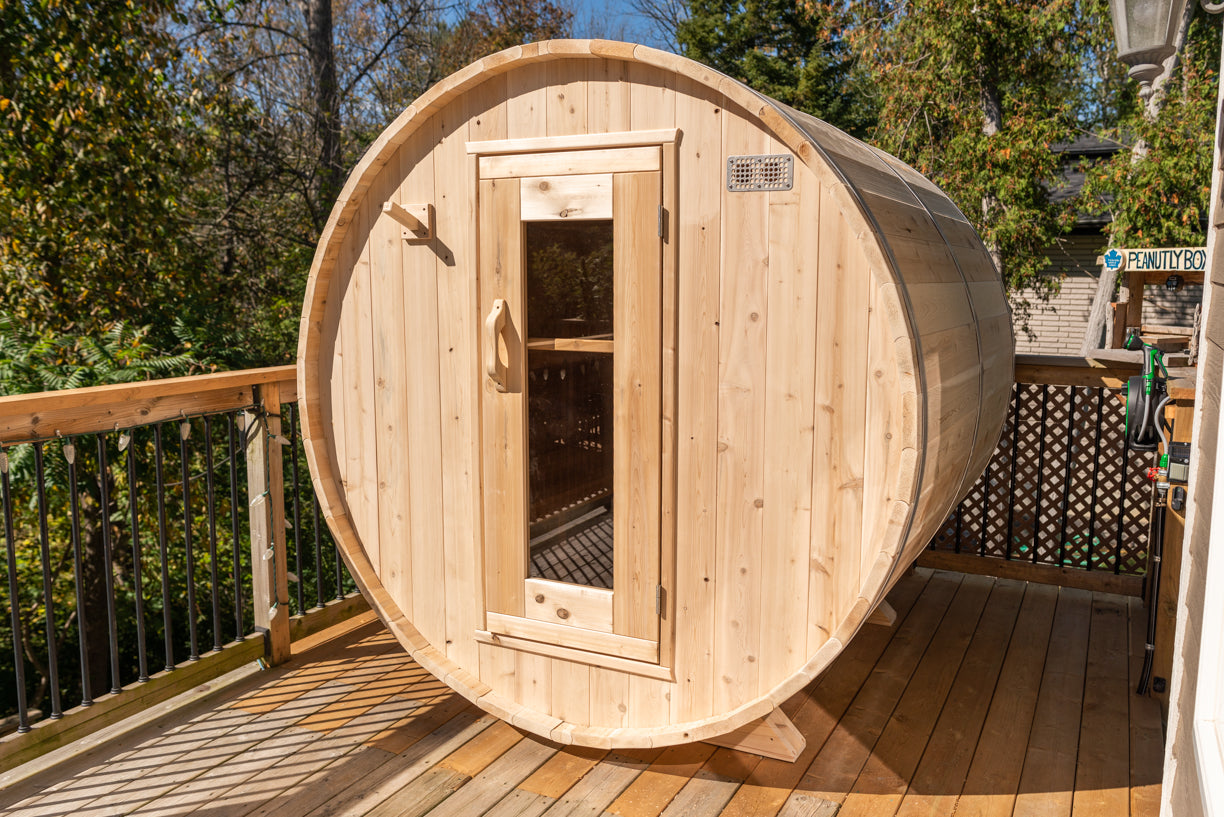 Dundalk 4 Person White Cedar Outdoor Sauna Harmony | 2-4 People | Wood or Electric Heater