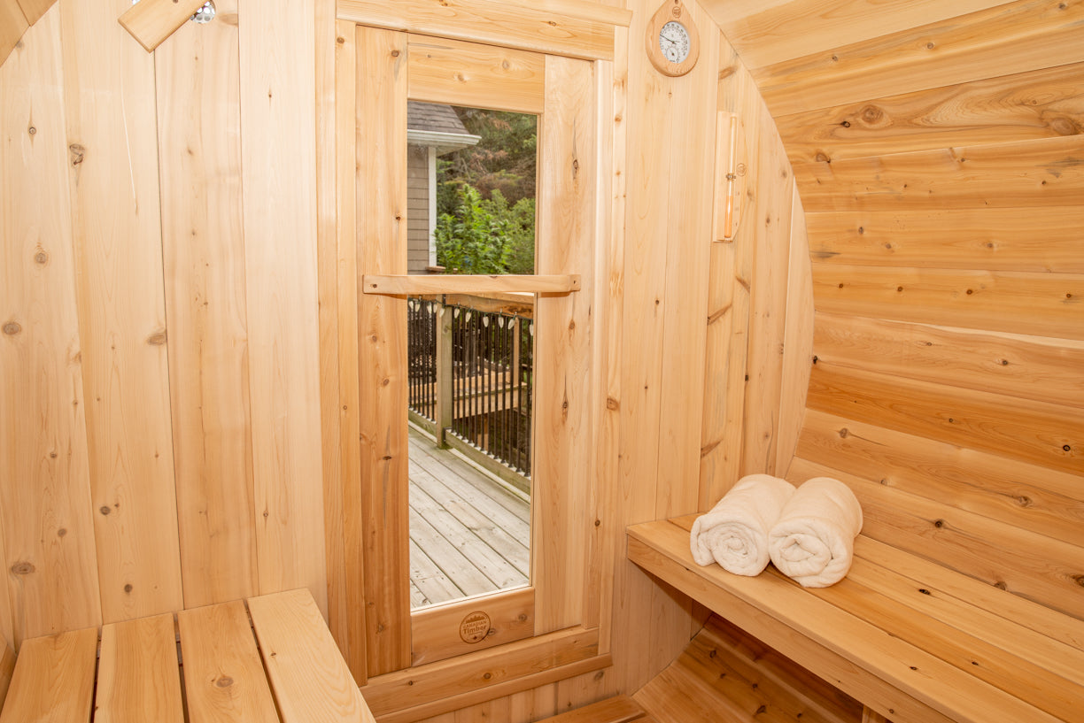 Dundalk 4 Person White Cedar Outdoor Sauna Harmony | 2-4 People | Wood or Electric Heater