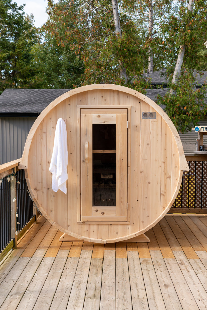 Dundalk 4 Person White Cedar Outdoor Sauna Harmony | 2-4 People | Wood or Electric Heater