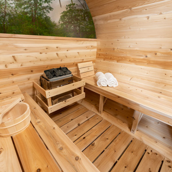 Dundalk Canadian Timber Tranquility MP Barrel Sauna | 2-4 People | Wood or Electric Heater