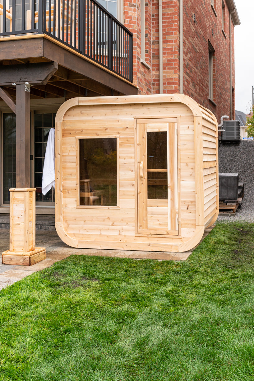 Dundalk Canadian Timber Luna White Cedar Outdoor Sauna | 2-4 People | Wood or Electric Heater