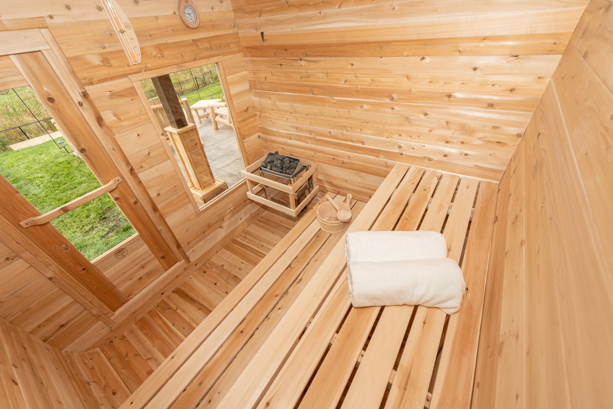 Dundalk Canadian Timber Luna White Cedar Outdoor Sauna | 2-4 People | Wood or Electric Heater