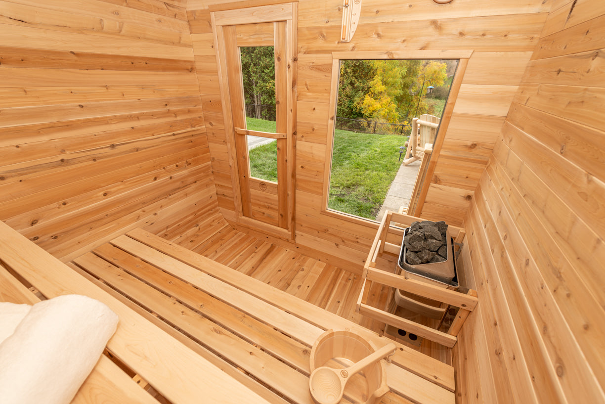 Dundalk Canadian Timber Luna White Cedar Outdoor Sauna | 2-4 People | Wood or Electric Heater