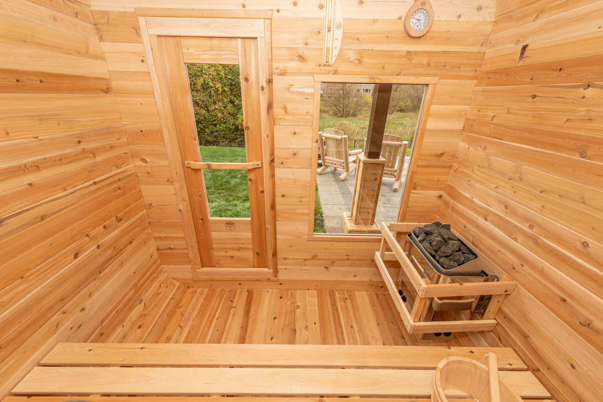Dundalk Canadian Timber Luna White Cedar Outdoor Sauna | 2-4 People | Wood or Electric Heater