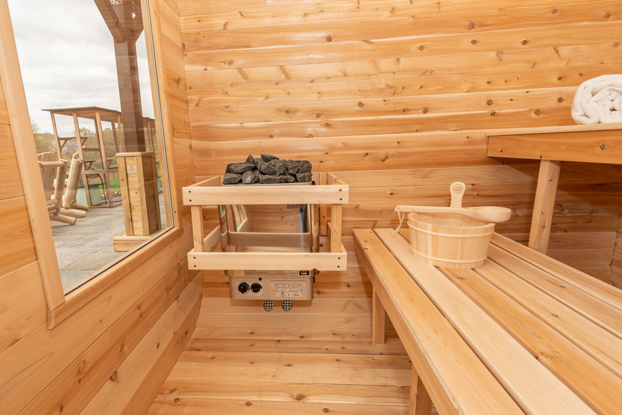 Dundalk Canadian Timber Luna White Cedar Outdoor Sauna | 2-4 People | Wood or Electric Heater