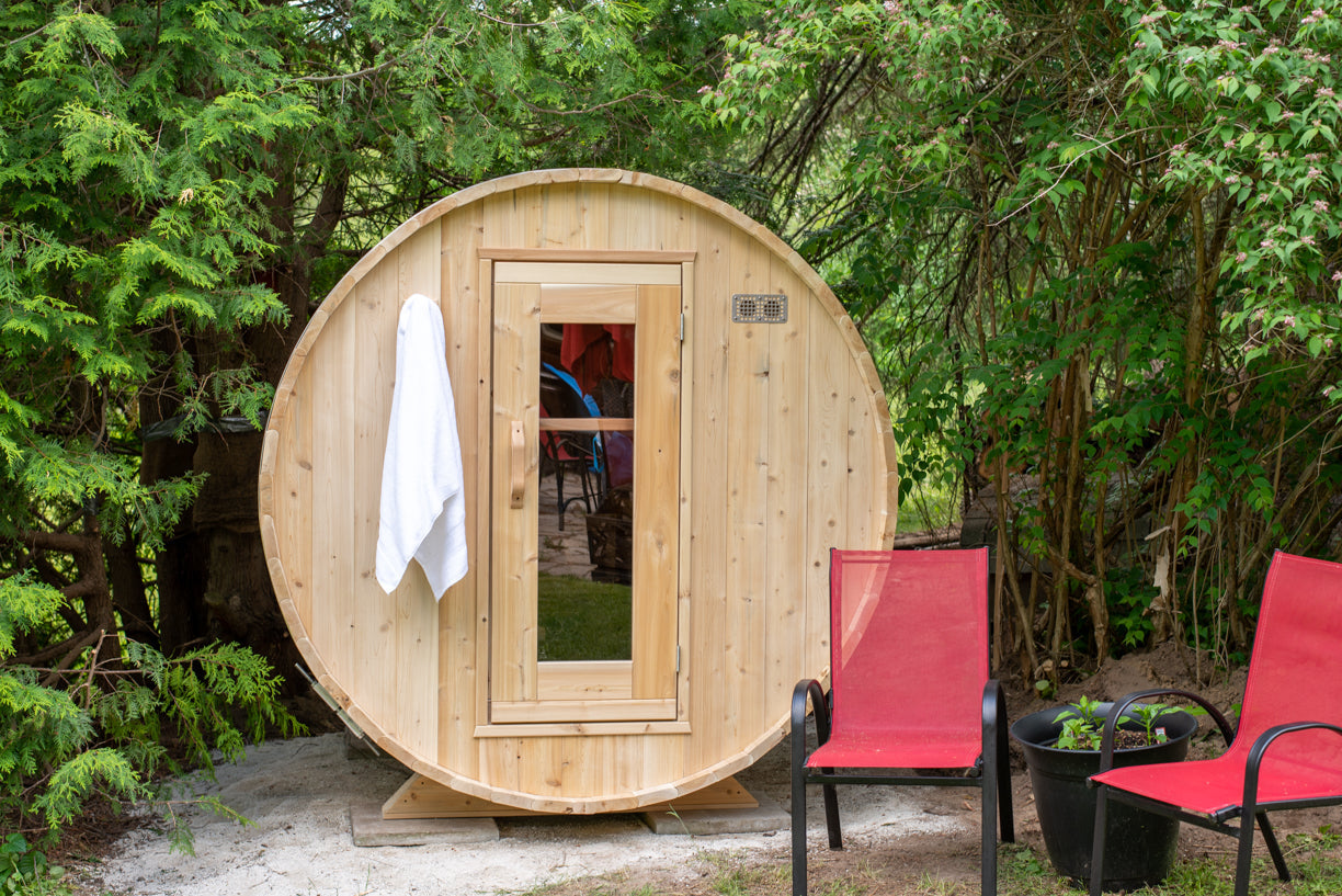Dundalk 4 Person White Cedar Outdoor Sauna Harmony | 2-4 People | Wood or Electric Heater