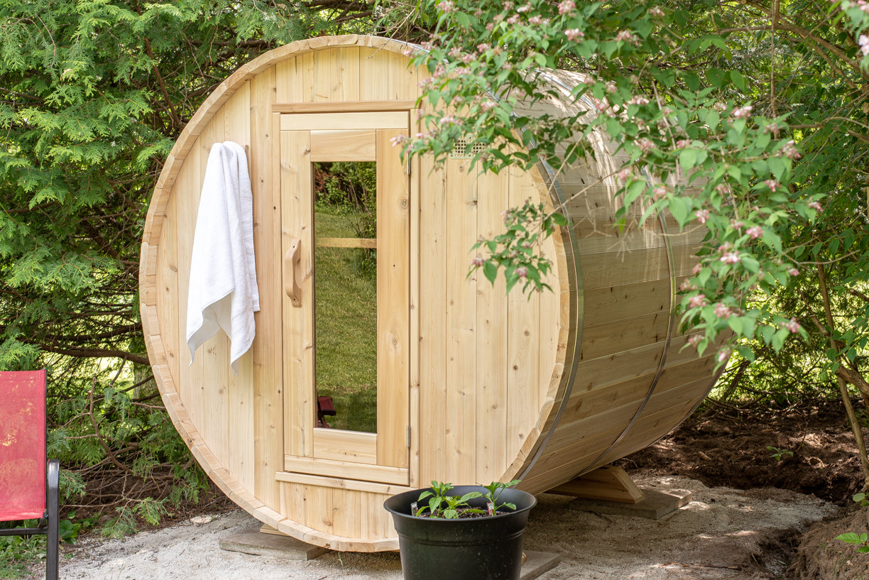 Dundalk 4 Person White Cedar Outdoor Sauna Harmony | 2-4 People | Wood or Electric Heater