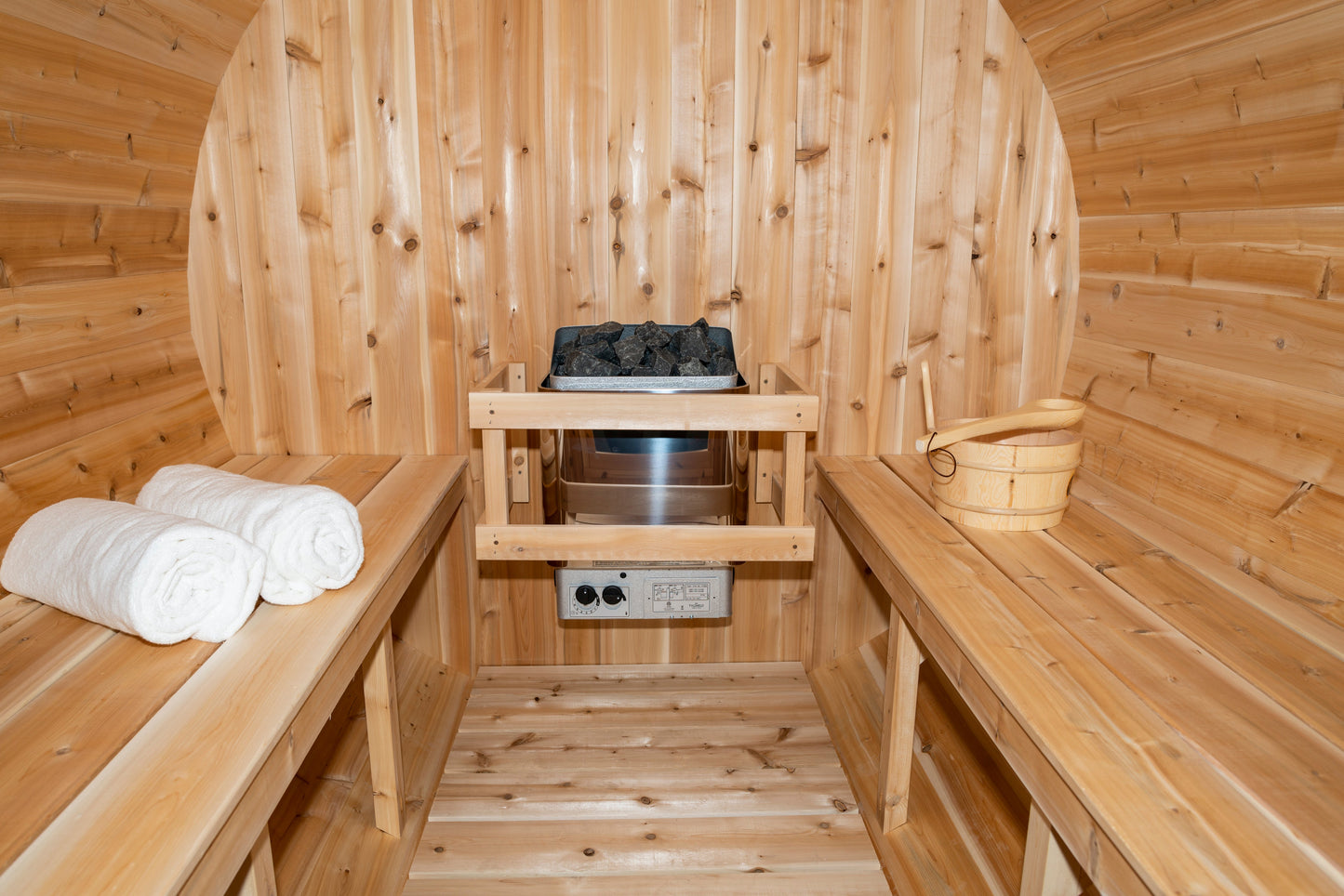 Dundalk Canadian Timber White Cedar Serenity Outdoor Sauna | 2-4 People | Wood or Electric Heater