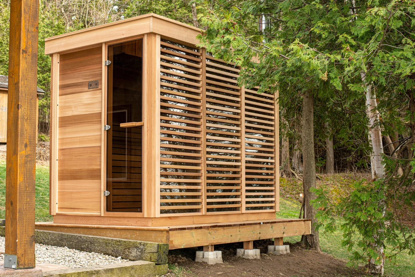 Outdoor 580 Pure Cube Sauna - 5 Person - Clear Red Cedar