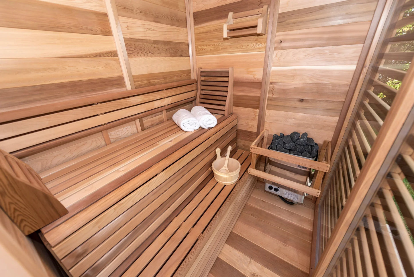 Outdoor 580 Pure Cube Sauna - 3 Person - Clear Red Cedar