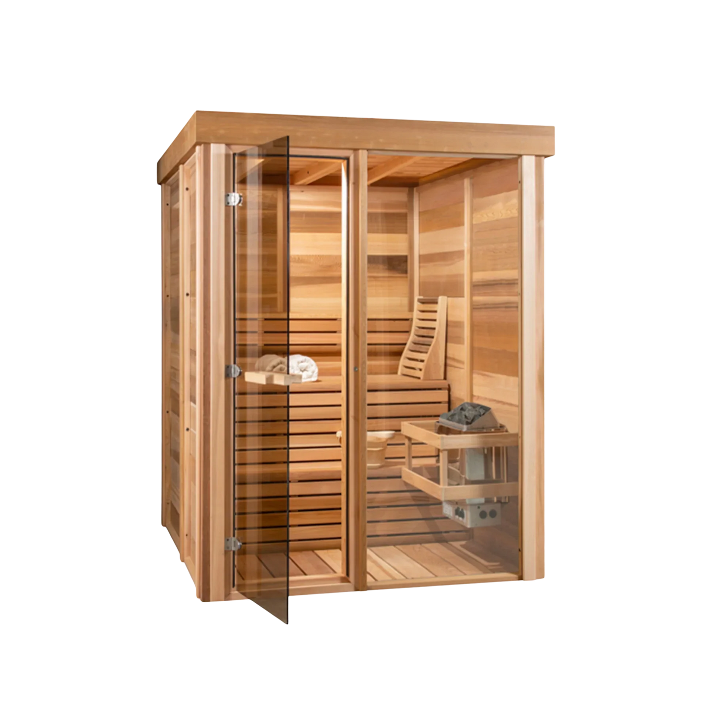 Indoor 552 Pure Cube Sauna - 3 Person - Knotty Red Cedar