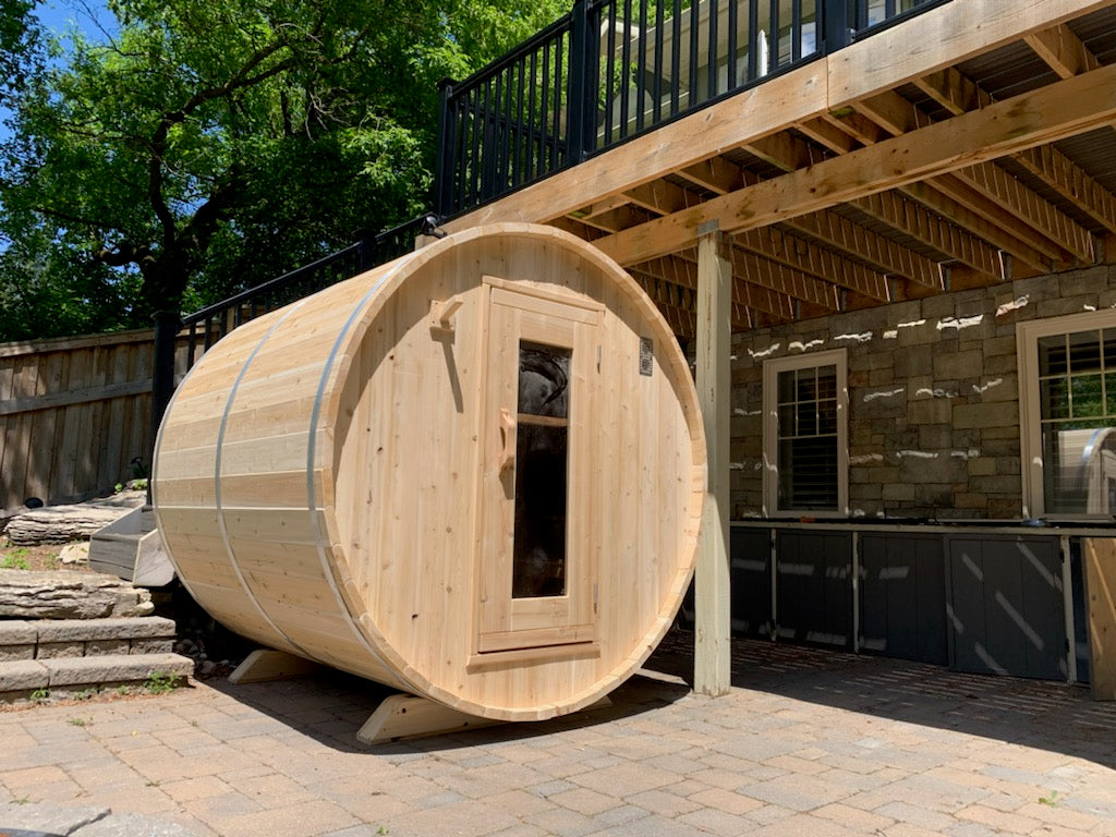Dundalk 4 Person White Cedar Outdoor Sauna Harmony | 2-4 People | Wood or Electric Heater