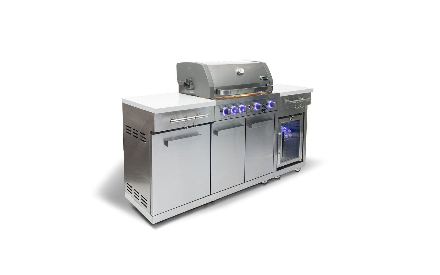 Mont Alpi 957FCRS Propane Island W/ Compact Refrigerator, Infrared Rear Burner & Rotisserie Kit - MA-957FCRD
