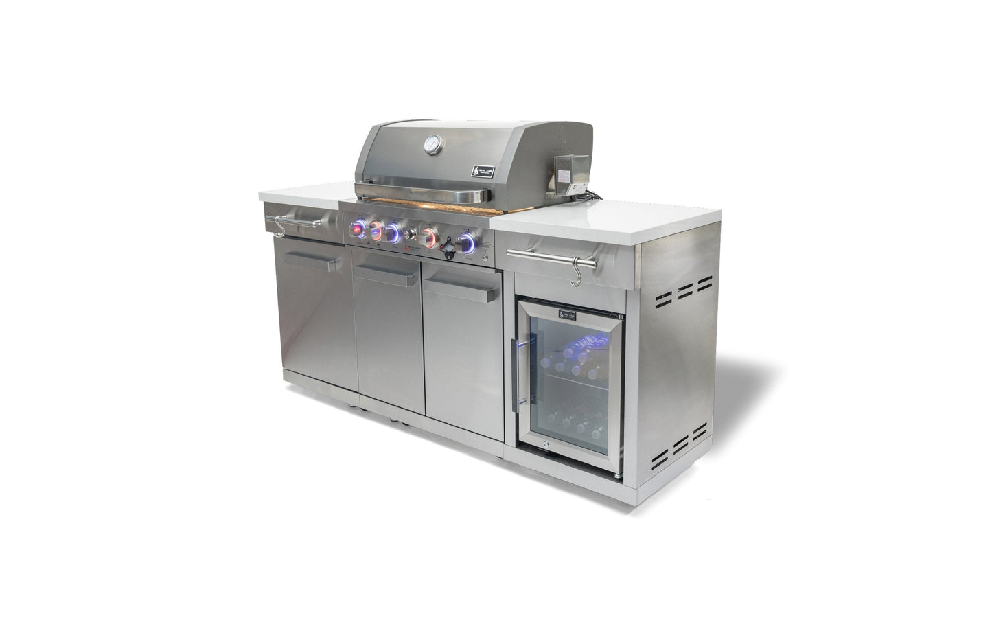 Mont Alpi 957FCRS Propane Island W/ Compact Refrigerator, Infrared Rear Burner & Rotisserie Kit - MA-957FCRD