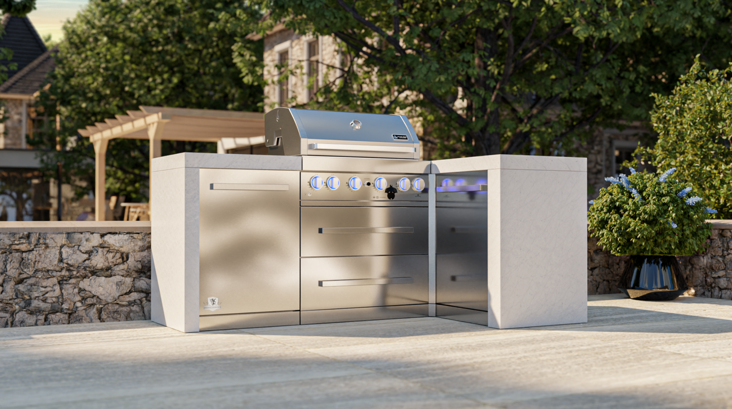 Mont Alpi 4-burner Deluxe Island with a 90-Degree Corner MAi400-D90 - 82''