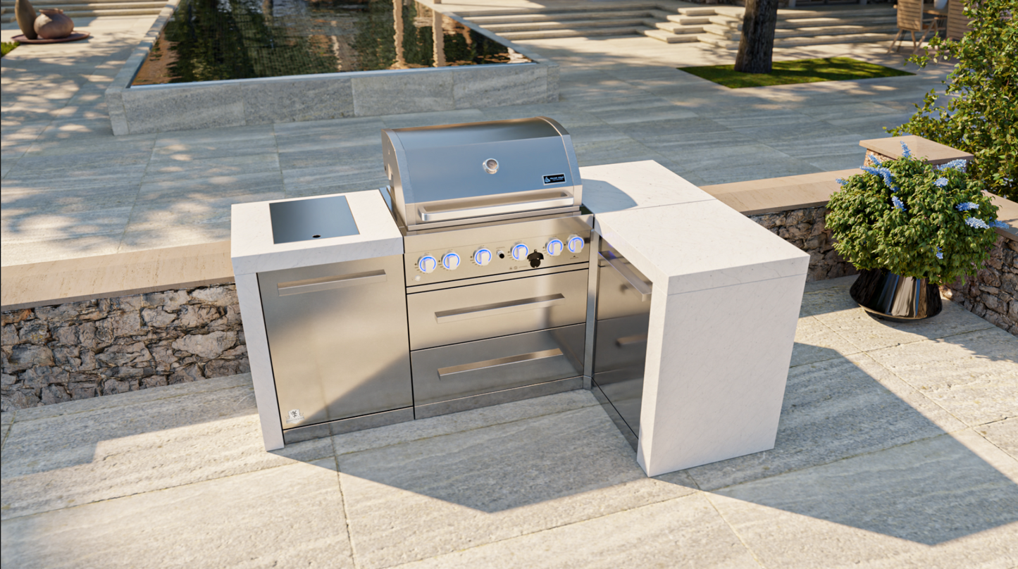 Mont Alpi 4-burner Deluxe Island with a 90-Degree Corner MAi400-D90 - 82''