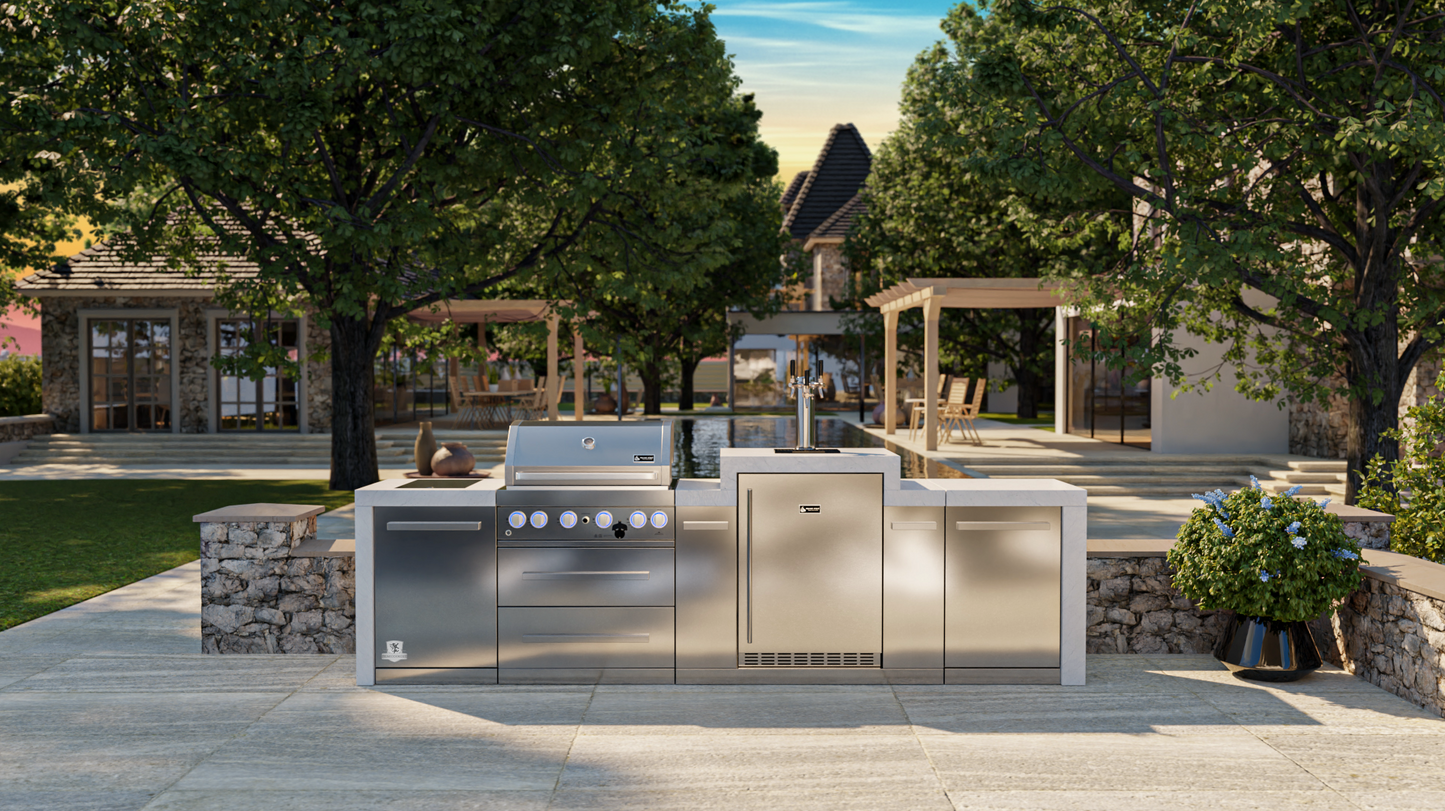 Mont Alpi 400 Deluxe BBQ Grill Island with Kegerator - MAi400-DKEG