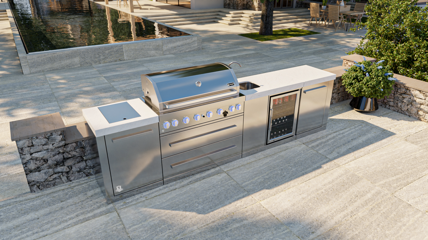Mont Alpi 6-Burner Island with a Beverage Center MAi805-BEV - 132''