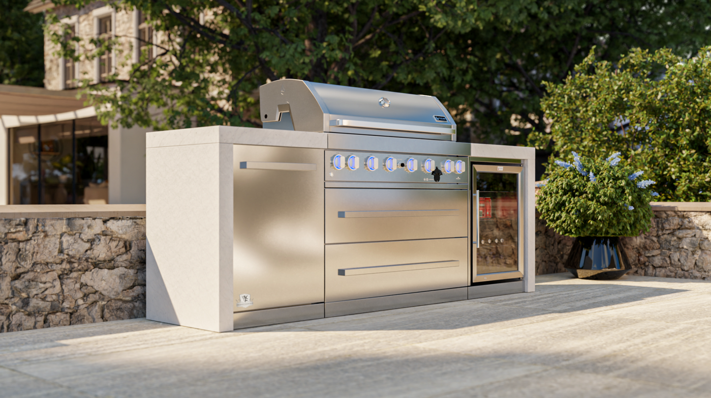 Mont Alpi 6-burner Deluxe Island with Fridge Cabinet MAI805-DFC - 94''