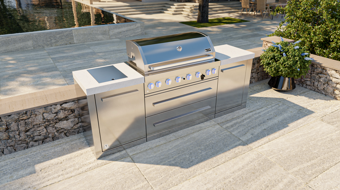 Mont Alpi 805 BBQ Grill Island features a 6-burner gas MAi805 94''