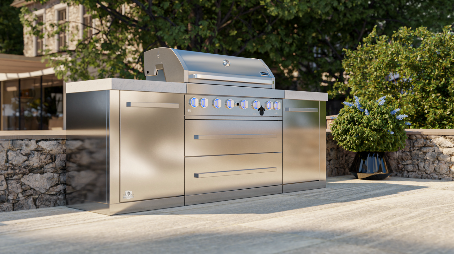 Mont Alpi 805 BBQ Grill Island features a 6-burner gas MAi805 94''