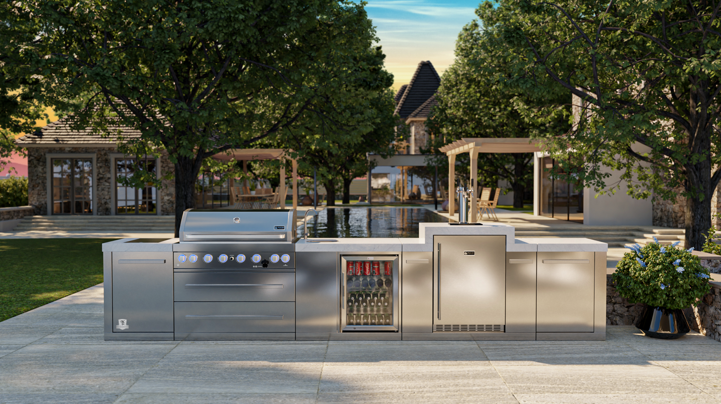 Mont Alpi 805 BBQ Grill Island with Kegerator & Beverage Center - MAi805-KEGBEV - 180''