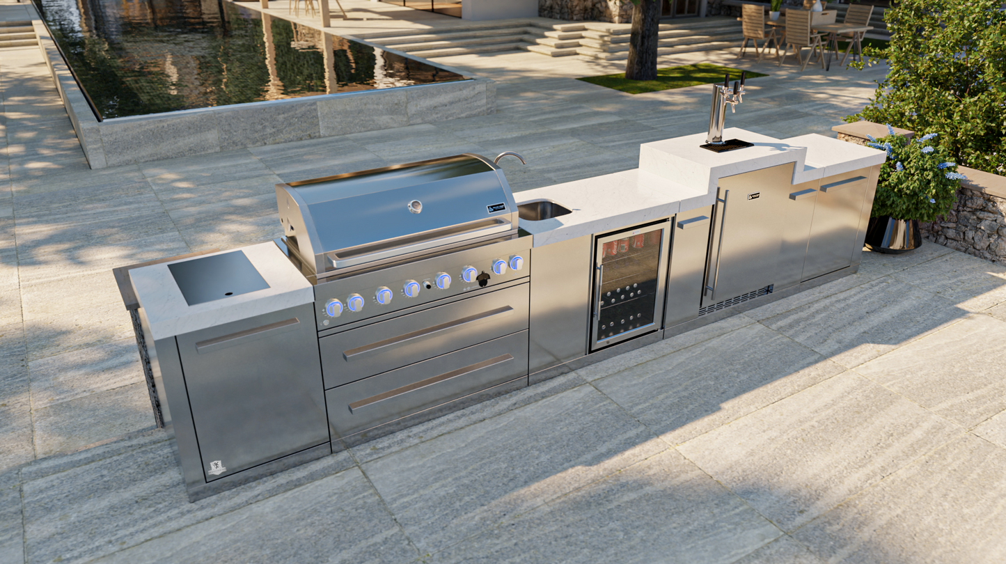 Mont Alpi 805 BBQ Grill Island with Kegerator & Beverage Center - MAi805-KEGBEV - 180''