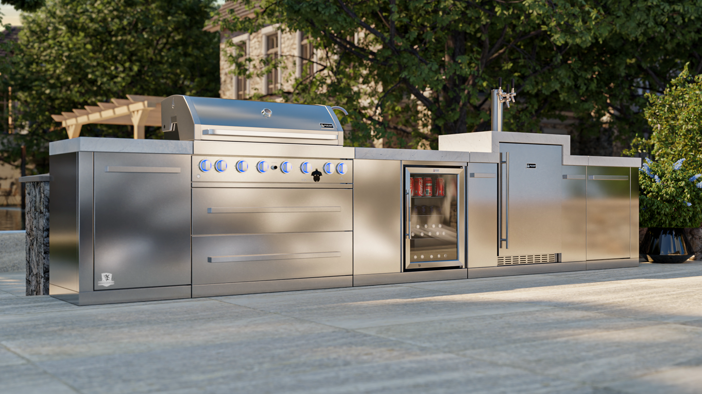Mont Alpi 805 BBQ Grill Island with Kegerator & Beverage Center - MAi805-KEGBEV - 180''