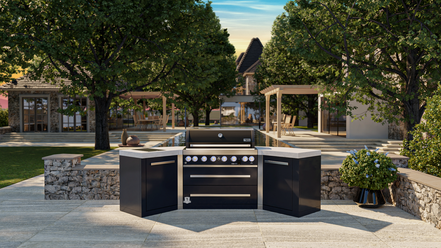 Mont Alpi 805 Black 6-burner Island with 45-Degree Corners MAi805-BSS45 - 110"