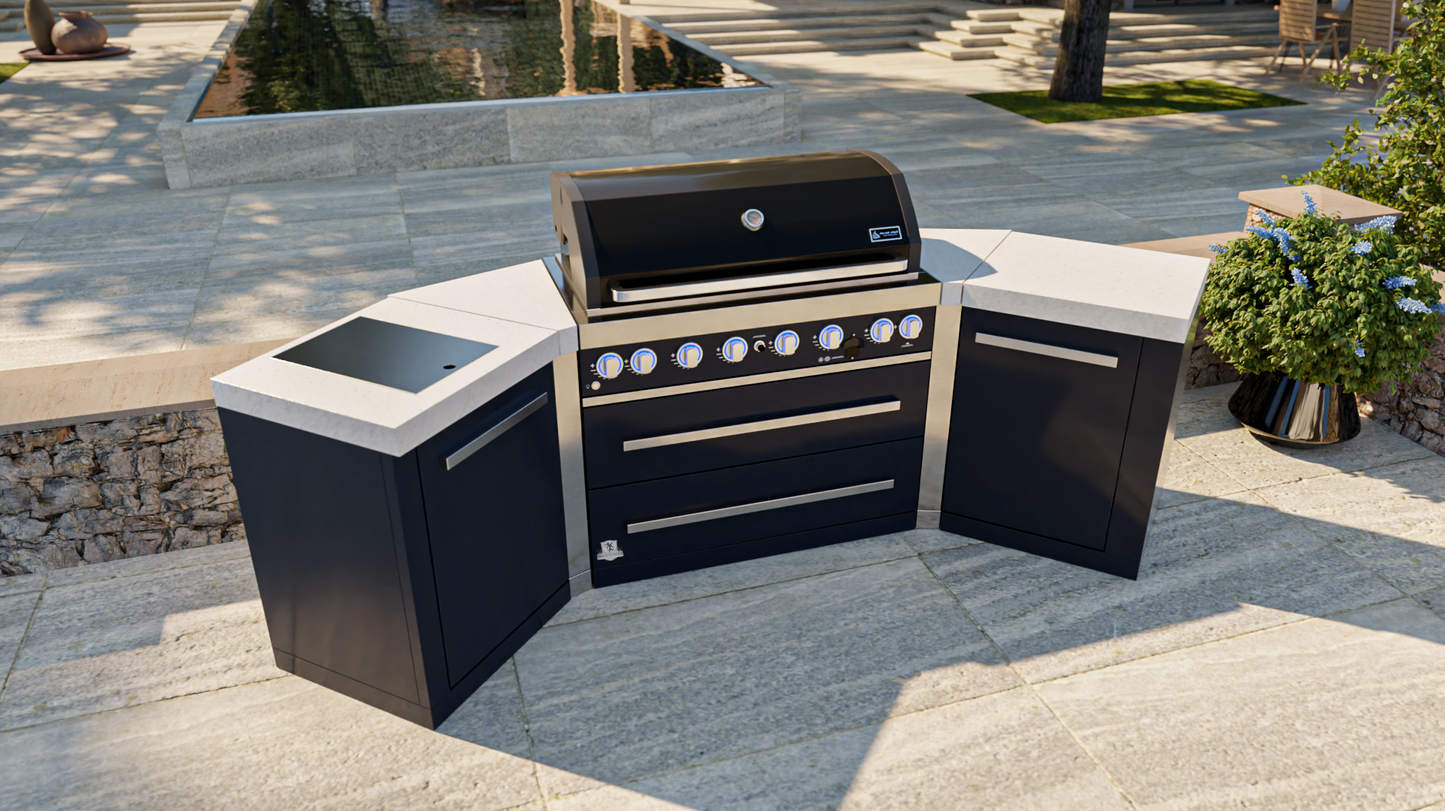 Mont Alpi 805 Black 6-burner Island with 45-Degree Corners MAi805-BSS45 - 110"