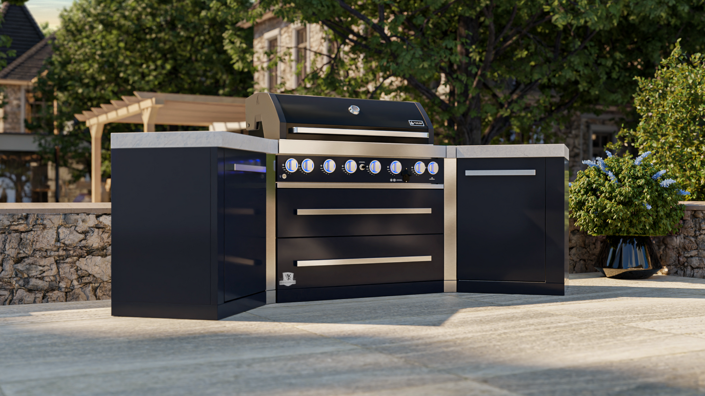 Mont Alpi 805 Black 6-burner Island with 45-Degree Corners MAi805-BSS45 - 110"