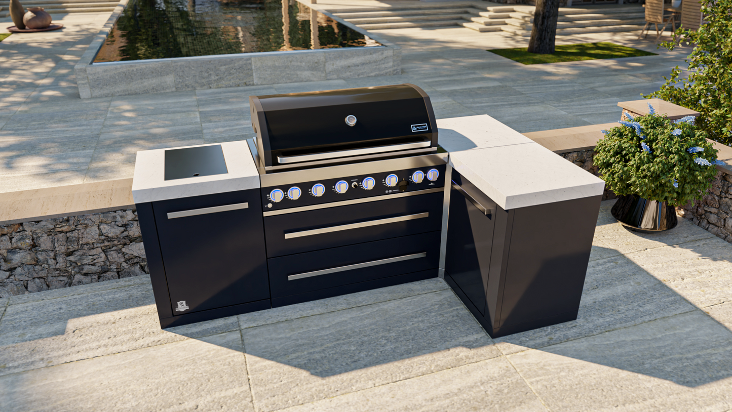 Mont Alpi 805 Black Stainless Steel Island featuring a 90-degree corner MAi805-BSS90C - 94''