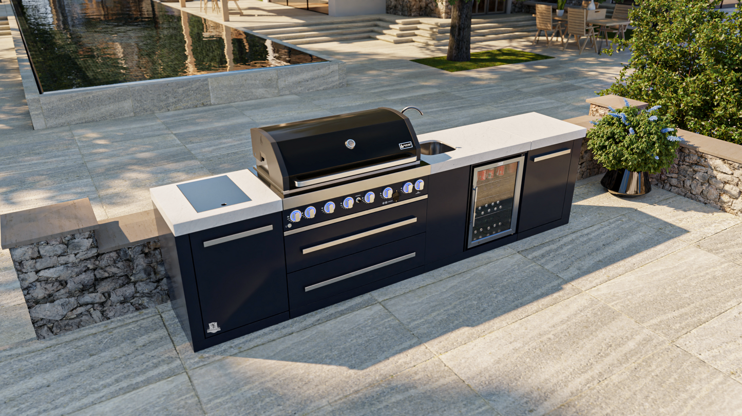 Mont Alpi 805 Black Stainless Steel Island with Beverage Center MAi805-BSSBEV - 132''