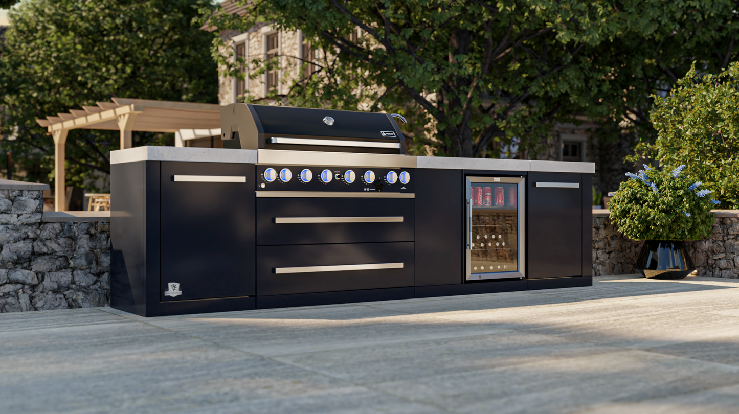 Mont Alpi 805 Black Stainless Steel Island with Beverage Center MAi805-BSSBEV - 132''