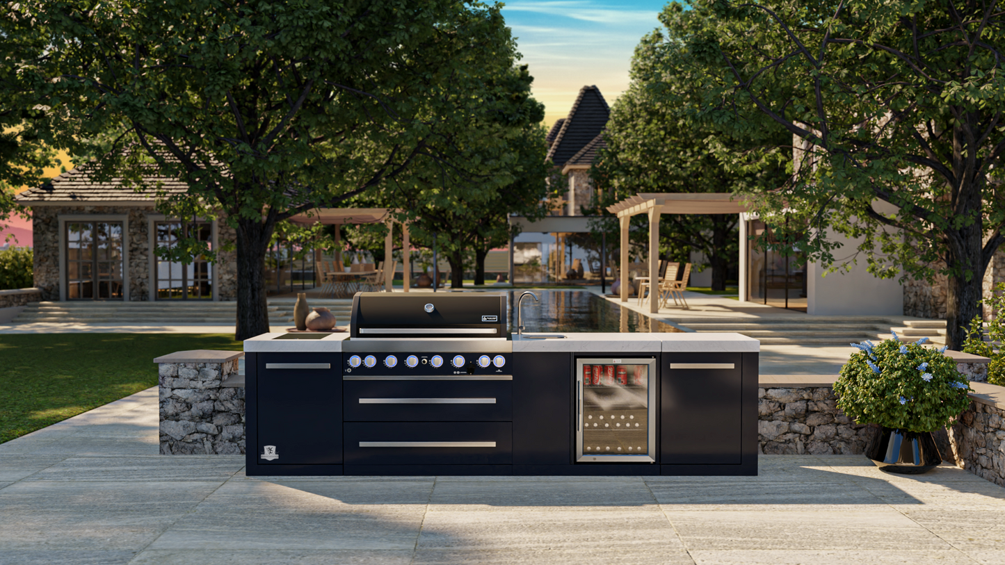 Mont Alpi 805 Black Stainless Steel Island with Beverage Center MAi805-BSSBEV - 132''