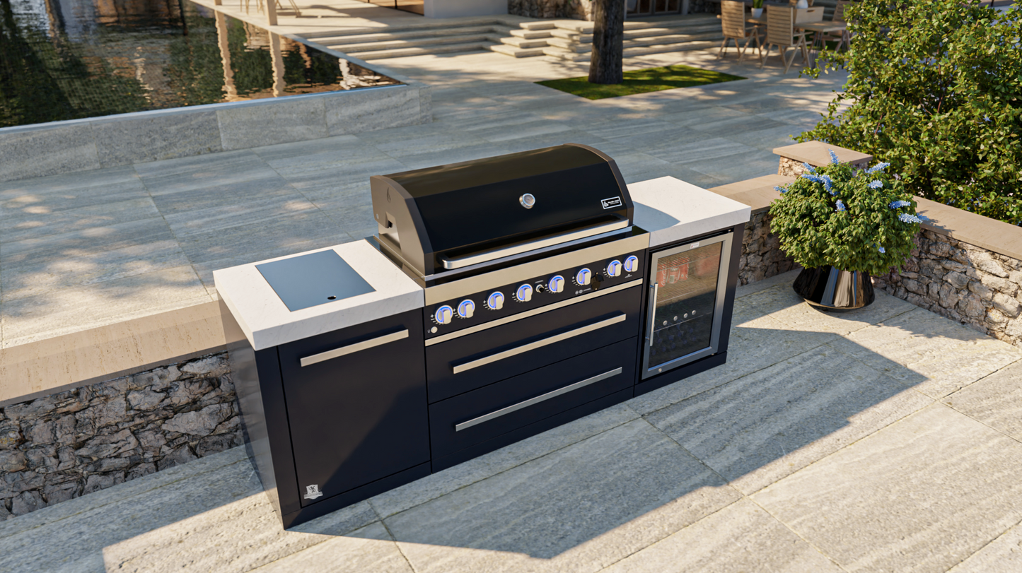 Mont Alpi 805 Black Stainless Steel Island with a Fridge Cabinet MAi805-BSSFC 94''