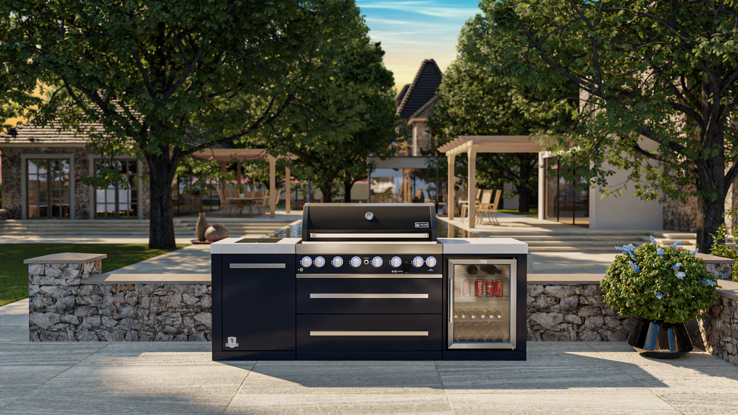 Mont Alpi 805 Black Stainless Steel Island with a Fridge Cabinet MAi805-BSSFC 94''