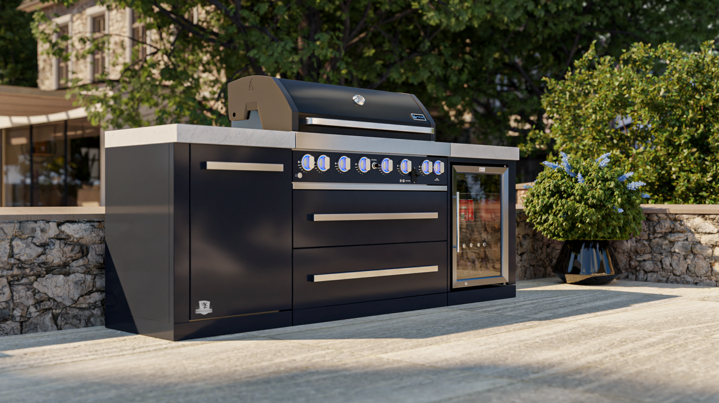Mont Alpi 805 Black Stainless Steel Island with a Fridge Cabinet MAi805-BSSFC 94''