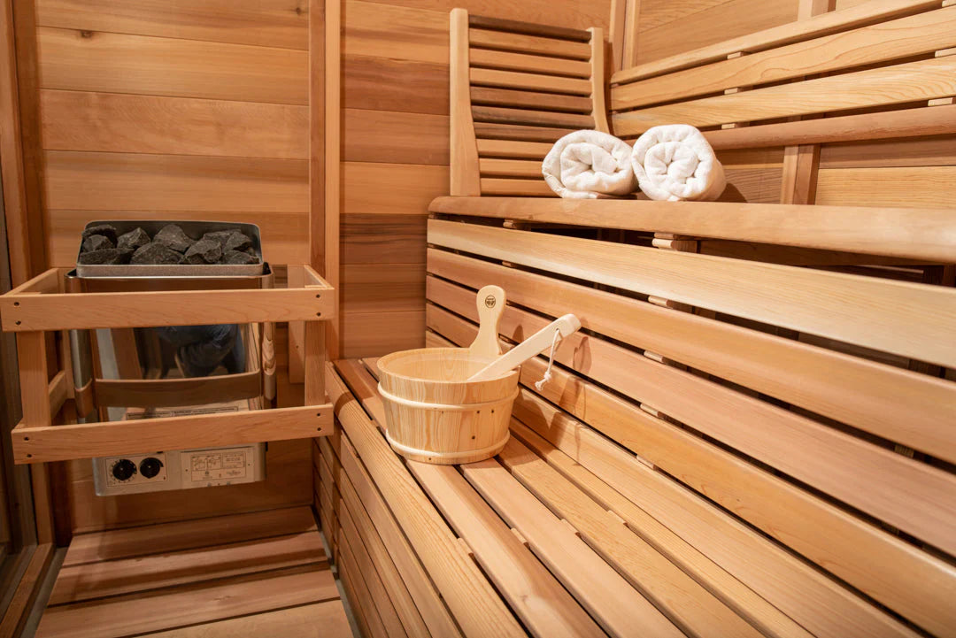 Indoor Pure Cube Sauna - 4 Person - Knotty Red Cedar