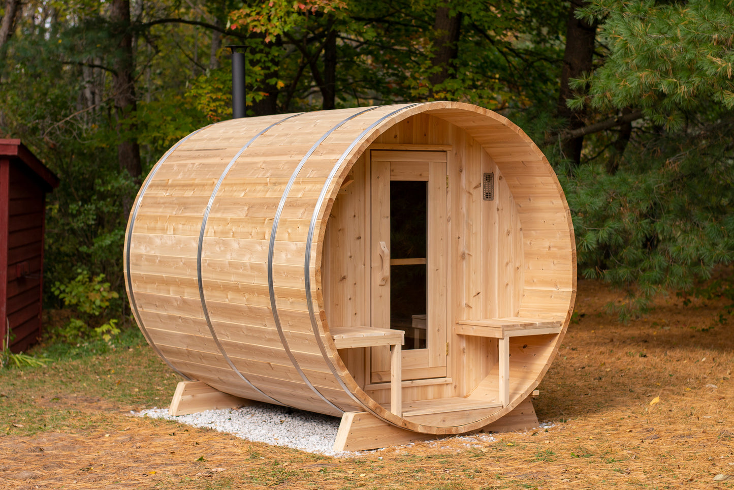 Dundalk Canadian Timber White Cedar Serenity Outdoor Sauna | 2-4 People | Wood or Electric Heater
