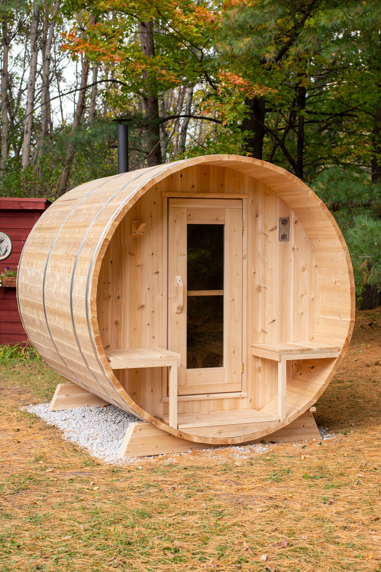 Dundalk Canadian Timber White Cedar Serenity Outdoor Sauna | 2-4 People | Wood or Electric Heater