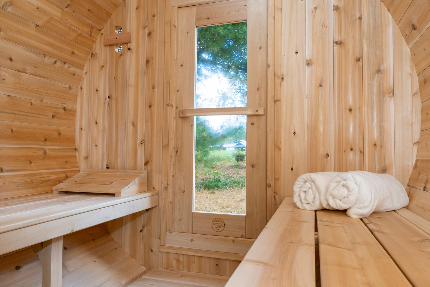 Dundalk Canadian Timber White Cedar Serenity Outdoor Sauna | 2-4 People | Wood or Electric Heater