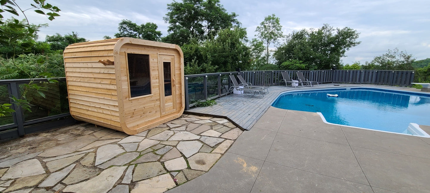 Dundalk Canadian Timber Luna White Cedar Outdoor Sauna | 2-4 People | Wood or Electric Heater