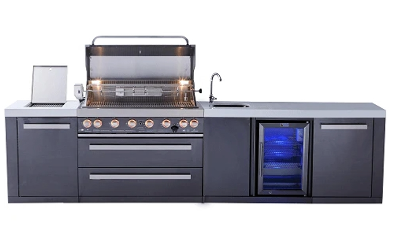 Mont Alpi 805 Black Stainless Steel Island with Beverage Center MAi805-BSSBEV - 132''